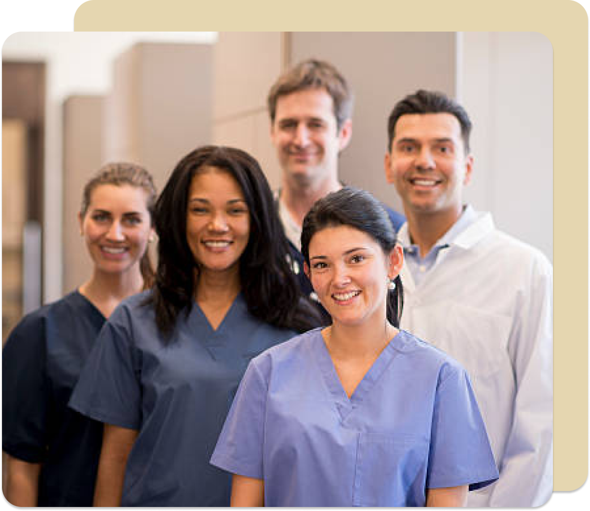 Diverse medical team standing together