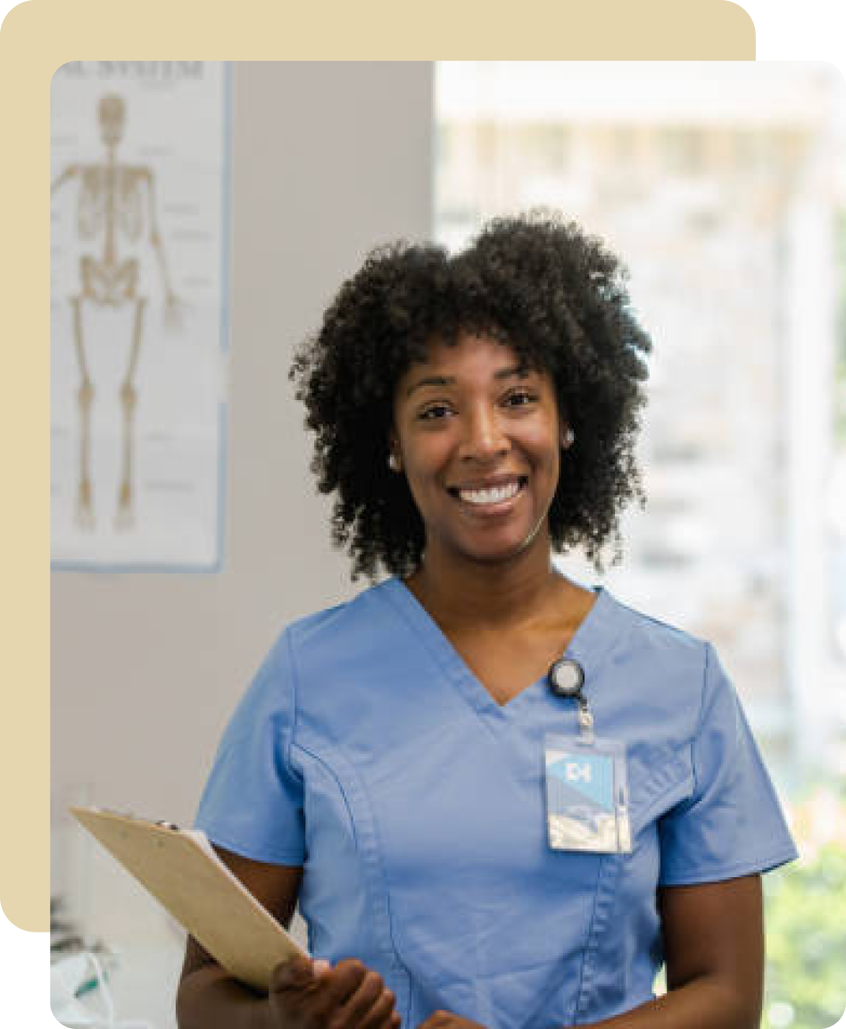 Medical staff portrait with patient chart