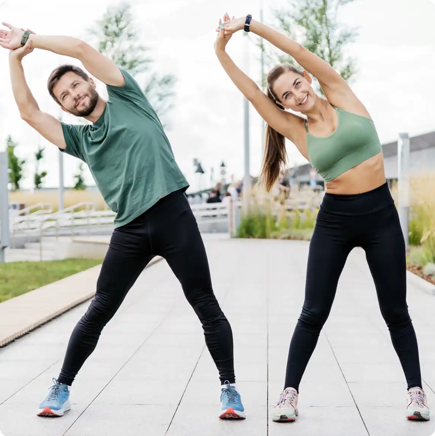Outdoor fitness side stretch