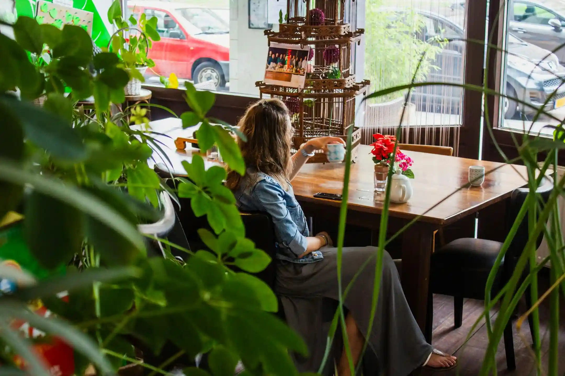 Woman sitting at cafe